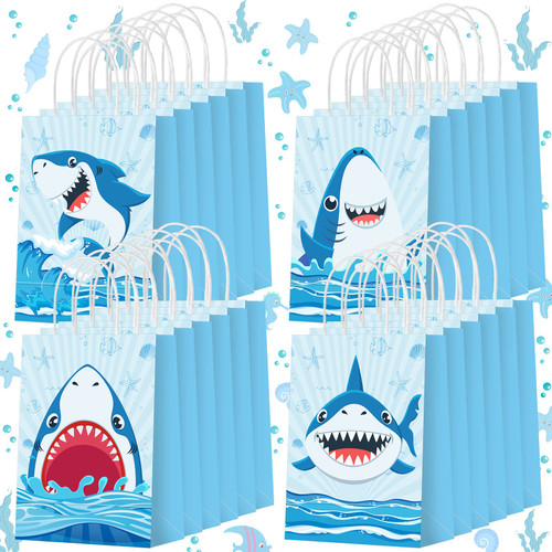 24 Pcs Shark Party Bags Blue Shark Birthday Party Favor Gift Bags Shark Goodie Candy Bags with Twist Handles Shark Party Supplies for Kids Summer Ocean Sea Baby Shower Decorations (Shark) 24 Pcs Shark Party Bags Blue Shark Birthday Party Favor Gift Bags Shark Goodie Candy Bags with Twist Handles Shark Party Supplies for Kids Summer Ocean Sea Baby Shower Decorations (Shark)