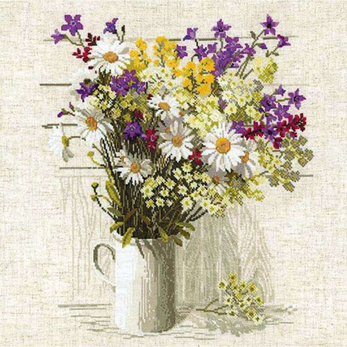 Riolis 15 Count Wildflowers Counted Cross Stitch Kit, 17.75 by 17.75-Inch