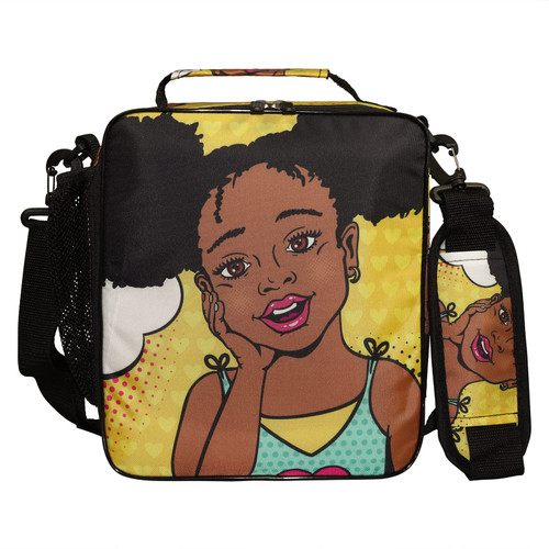 Insulated Lunch Bag African Kid Girl Lunch Box Cooler Bag for Women Girl Picnic Travel School