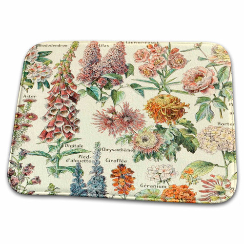 3dRose Botanical Flower Art Flowery Vintage Pink Floral Garden... - Dish Drying Mats (ddm-365398-1)