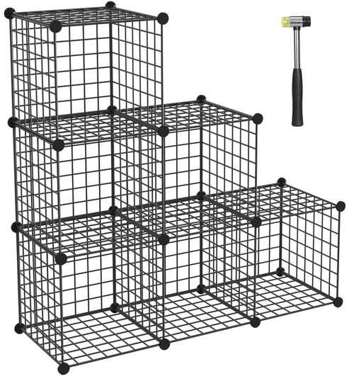 TUMUCUTE Wire Cube Storage Organizer, Metal Storage Shelves Bookshelf, Stackable Modular Closet Organizer for Bedroom Living Room, Office, Storage Shelves (6 Cubes, Iron)