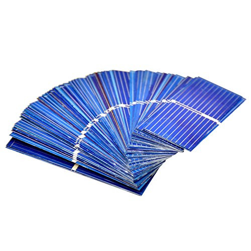 AOSHIKE 100pcs 0.5 V Micro mini Solar cell for solar panel 52 x 19mm/2 x 3/4 inches Polycrystalline Silicon Photovoltaic Solar Cells Sun power for DIY Cell Phone Charger