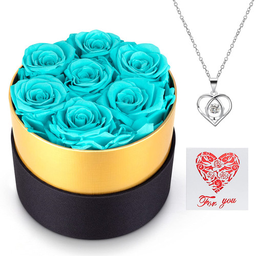 aircover Preserved Real Roses with Heart Necklace. Valentines Day Gifts for Her. Forever Rose Gifts for Mom/Sister/Wife/Women on Mothers Day, Birthday, Anniversary, Christmas (TBlue) aircover Preserved Real Roses with Heart Necklace. Valentines Day Gifts for Her. Forever Rose Gifts for Mom/Sister/Wife/Women on Mothers Day, Birthday, Anniversary, Christmas (TBlue)