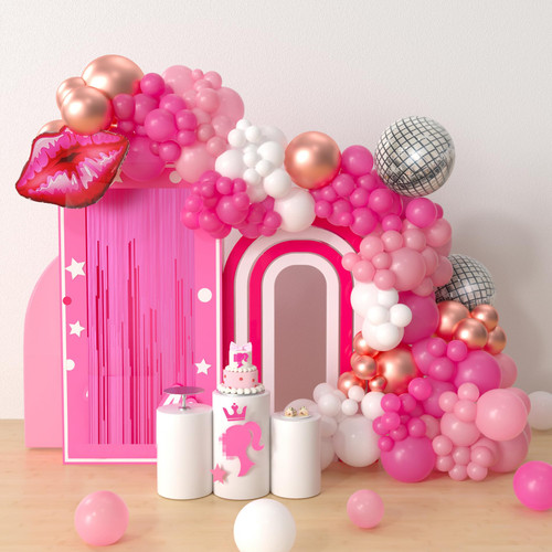 HYOWCHI Princess Birthday Party Supplies - 142 Pcs Pink Balloon Garland Arch Kit, Hot Pink Rose Gold With Heart Lip Disco Ball Balloon Arch Decorations For Girls Birthday Baby Shower Bridal Shower HYOWCHI Princess Birthday Party Supplies - 142 Pcs Pink Balloon Garland Arch Kit, Hot Pink Rose Gold With Heart Lip Disco Ball Balloon Arch Decorations For Girls Birthday Baby Shower Bridal Shower