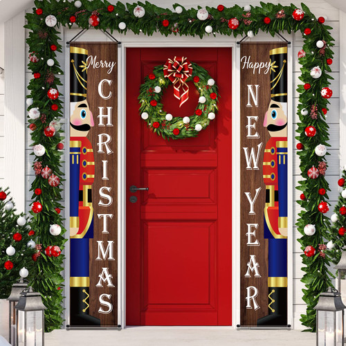 Tiamon Christmas Nutcracker Soldier Porch Sign Banner Merry Christmas Door Banner New Year Front Porch Door Sign Christmas Decorations for Home Xmas Holiday Front Door (Nutcracker Style) Tiamon Christmas Nutcracker Soldier Porch Sign Banner Merry Christmas Door Banner New Year Front Porch Door Sign Christmas Decorations for Home Xmas Holiday Front Door (Nutcracker Style)
