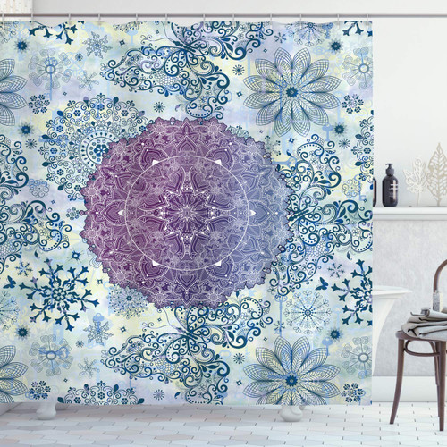 Ambesonne Mandala Shower Curtain, Floral Mandala Oriental Far Eastern Style Layout Print in Ombre Colors, Cloth Fabric Bathroom Decor Set with Hooks, 69" W x 70" L, Purple Blue Ambesonne Mandala Shower Curtain, Floral Mandala Oriental Far Eastern Style Layout Print in Ombre Colors, Cloth Fabric Bathroom Decor Set with Hooks, 69" W x 70" L, Purple Blue