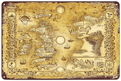 Vintage Metal Signs Acotar Prythian Map Tin Sign Fantasy Poster Wall Art Decor Plaque for Home Bar Pub Club Cafe 8x12 inch