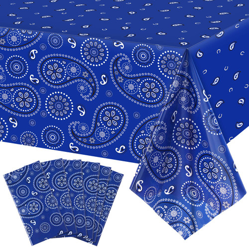 Western Party Tablecloth Paisley Table Cover Bandana Plastic Table Cloth Rectangle Floral Tablecloth for Western Cowboy Themed Party Decorations, 108 X 54 Inches (6, Blue) Western Party Tablecloth Paisley Table Cover Bandana Plastic Table Cloth Rectangle Floral Tablecloth for Western Cowboy Themed Party Decorations, 108 X 54 Inches (6, Blue)
