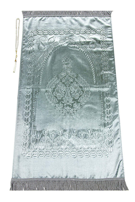 Luxury Silky Velvet Muslim Prayer Rug | Janamaz | Sajadah | Soft Islamic Prayer Rug | Islamic Ramadan Eid Gifts | Prayer Carpet Mat, Blue