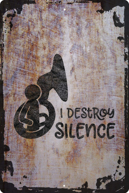 Wall Sign I destroy silence funny tuba music band instrument Decorative Art Wall Decor Funny Gift