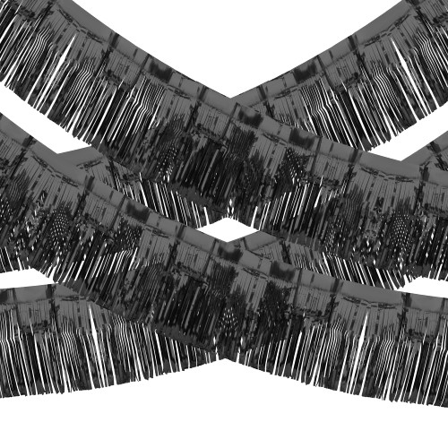 8 Pack Iridescent Float Fringe Curtains, Metallic Streamers Foil Fringe Garland Shiny Tassel Foil Float Parade Float Decorations for Trailer Car Graduation Homecoming Outdoor Indoor Party (Black)