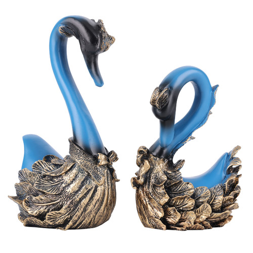 WUBIANJIE 2-Piece Set of Swan Sculpture Decoration Elegant Modern Home Decoration Blue Swan Couple Resin Animal Statue Living Room Office Bookshelf Fireplace Coffee Table Decoration WUBIANJIE 2-Piece Set of Swan Sculpture Decoration Elegant Modern Home Decoration Blue Swan Couple Resin Animal Statue Living Room Office Bookshelf Fireplace Coffee Table Decoration