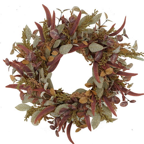 20" Fall Wreath for Front Door, Fall Leaves and Grain Wreath, Harvest Ear Wheat Wreath for Front Door Wedding Wall Home Thanksgiving Decoration Farmhouse Decoration