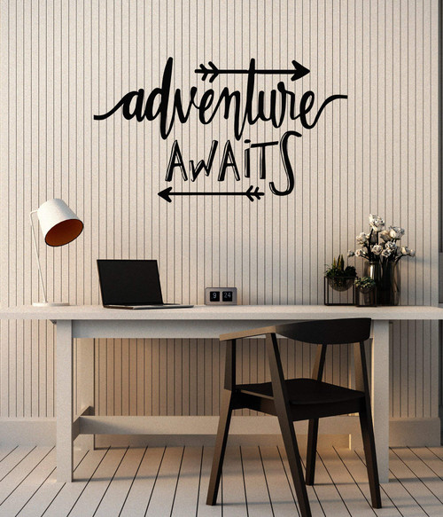 Vinyl Wall Decal Adventure Awaits Inspiring Quote Travel Stickers Mural Large Decor (g2520) Black Vinyl Wall Decal Adventure Awaits Inspiring Quote Travel Stickers Mural Large Decor (g2520) Black