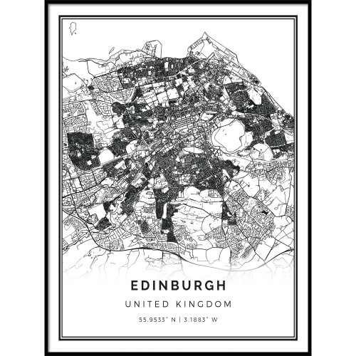 Squareious Edinburgh map Poster Print | Modern Black and White Wall Art | Scandinavian Home Decor | United Kingdom City Prints Artwork | Fine Art Posters 8.5x11