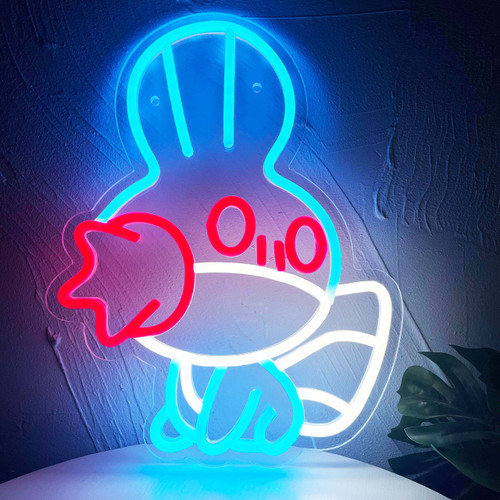 JOSEBRU Anime Neon Signs Gaming Neon Sign Janpanese Neon Sign for Game Room Teen Bedroom Party Decor for Kids Boys, Best Gifts for Anime Lovers, Ice Blue White Red (13.94"x10.31")