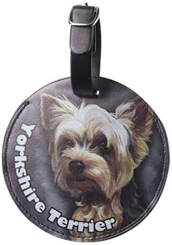 Graphics & More Yorkshire Terrier Yorkie Dog Pet Round Leather Luggage Id Tag Suitcase Carry-on, Black