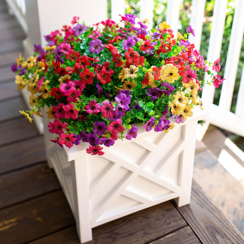 florisso Artificial Daisy Flowers Bundles for Home Decoration, Faux Flower Daisy with Green Leaves for Outdoor Indoor Garden, Fake Plants Greenery for Porch, 12 PCS (Purple Pink Yellow Red) florisso Artificial Daisy Flowers Bundles for Home Decoration, Faux Flower Daisy with Green Leaves for Outdoor Indoor Garden, Fake Plants Greenery for Porch, 12 PCS (Purple Pink Yellow Red)