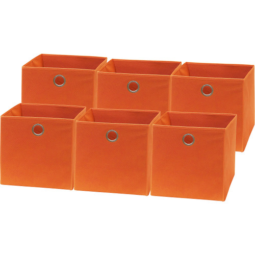 Simple Houseware 6 Pack Foldable Cube Storage Bin with Handle, Orange