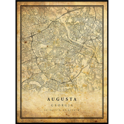 Augusta map Vintage Style Poster Print | Old City Artwork Prints | Antique Style Home Decor | Georgia Wall Art Gift | high res Vintage map 11x14