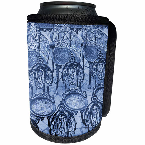 3dRose Image of Rows of French Bistro Chairs in Medium Blue - Can Cooler Bottle Wrap (cc_351559_1)