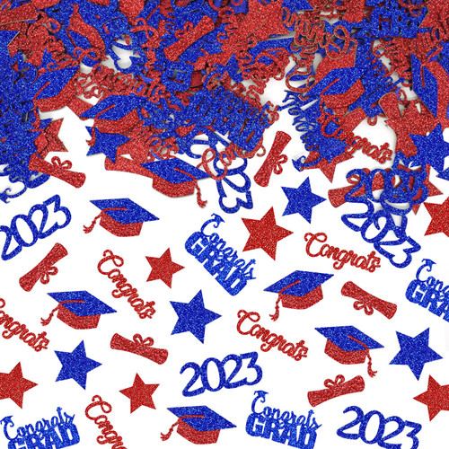 200Pcs Red and Blue Graduation Confetti 2023 Graduation Table Decorations Class of 2023 Table Confetti Graduation Decorations Class of 2023 Graduation Confetti