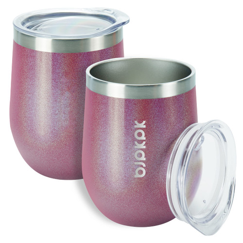 BJPKPK 2 pcs 12oz Insulated wine tumbler, 12oz Insulated Wine Tumbler with Lid,Unbreakable Stainless Steel Wine Glasses, Insulated Tumbler for Home & Outdoor, Shimmer-Rose Red BJPKPK 2 pcs 12oz Insulated wine tumbler, 12oz Insulated Wine Tumbler with Lid,Unbreakable Stainless Steel Wine Glasses, Insulated Tumbler for Home & Outdoor, Shimmer-Rose Red