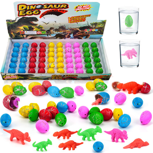 60PCS Easter Dinosaur Eggs, Mini Dinosaur Eggs Hatch and Grow in Water, Easter Eggs Hunt Game Novelty Toy Science Kits Party Favor Kids Gifts for Boys Girls (Colorful Crack)