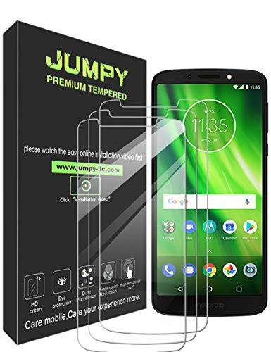 [3-Pack] Moto G6 Play Screen Protector, JUMPY [Tempered Glass] with Lifetime Replacement Warranty