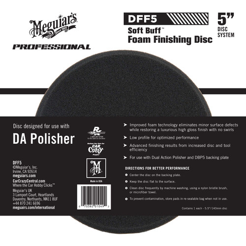 Meguiar's DFF5 Soft Buff DA (Dual Action) 5" Foam Finishing Disc, 1 Pack