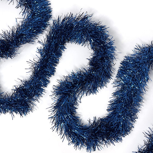 Allgala 50 Feet Christmas Foil Tinsel Garland Decoration for Holiday Tree Walll Rail Home Office Event (Navy Blue)