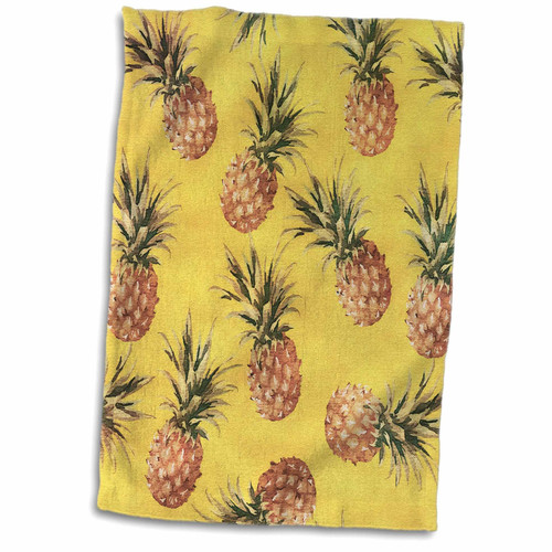 3dRose Blue Abstract Towels, 15" x 22", White