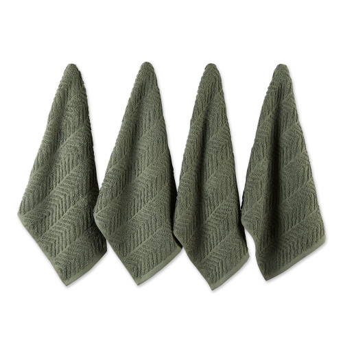 DII Luxury Barmop Collection Chevron Dishtowel Set, 16x19, Artichoke Green, 4 Piece