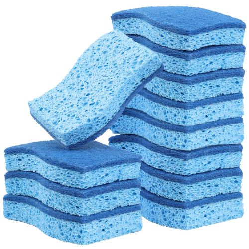 Dishwashing Sponges Kitchen Eco Non-Scratch Kitchen Cellulose Sponges, Dual Side Dishwashing Eco Friendly Sponges for Kitchen, 12 Pack (Blue)