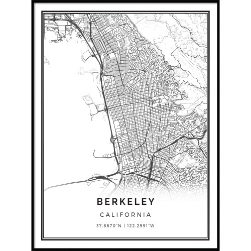 Squareious Berkeley map Poster Print | Modern Black and White Wall Art | Scandinavian Home Decor | California City Prints Artwork | Fine Art Posters 11x14
