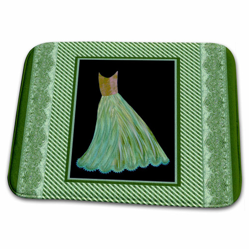 3dRose Antique bronze and green dress on black background with... - Dish Drying Mats (ddm-30297-1)