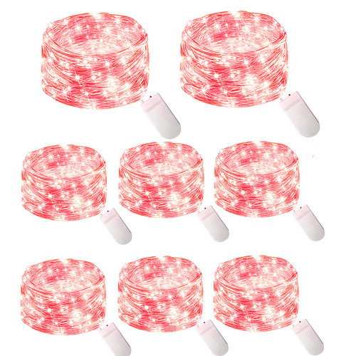 30 Micro LED 8 Pack 10ft Starry String Lights, Waterproof Firefly Moon Lights, Fairy Silver Copper Wire Lights Battery Operated, for DIY Party Christmas Wedding Easter Table Decorations (Red) 30 Micro LED 8 Pack 10ft Starry String Lights, Waterproof Firefly Moon Lights, Fairy Silver Copper Wire Lights Battery Operated, for DIY Party Christmas Wedding Easter Table Decorations (Red)
