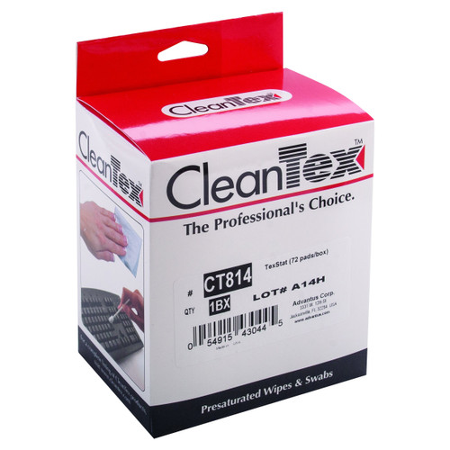 CleanTex TexStat Multi-Surface Antistatic Cleaning Pads, Box of 72 Pads (CT814)