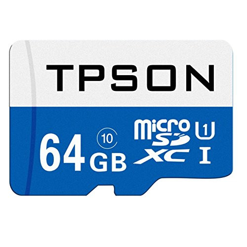 Micro SD Card 64GB, TPSON Micro SDHC Class 10 UHS-1 Flash Memory Card for Smartphone, Tablet and Camera with SD Adapter