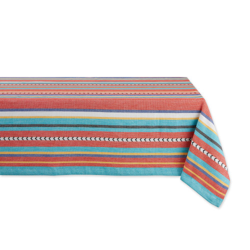 DII Caliente Collection Kitchen, Tablecloth, 52x52, Verano Stripe