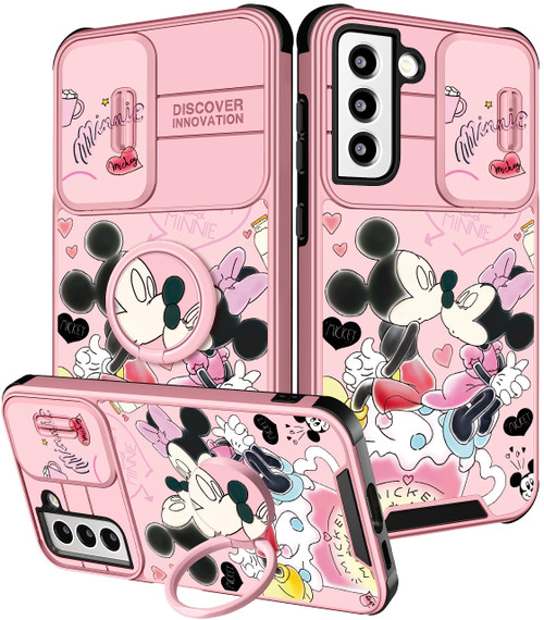 oqpa for Samsung Galaxy S22 Plus Phone Case Cute Cartoon Galaxy S22 Plus Case with Camera Cover+Ring Holder for Women Girly Girls Boys Kids Kawaii Funny Case for Samsung S22 Plus, Minn Micki