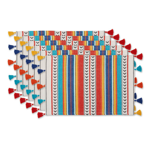 DII Caliente Collection Kitchen, Placemat Set, Picante Stripe, 6 Piece