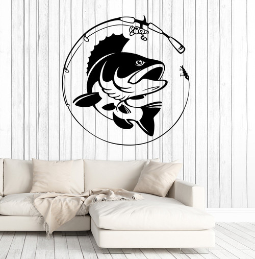 WallStickers4ever Vinyl Wall Decal Fish Fishing Rod Hobby Fisherman Stickers Murals Large Decor (ig4677) Sky Blue WallStickers4ever Vinyl Wall Decal Fish Fishing Rod Hobby Fisherman Stickers Murals Large Decor (ig4677) Sky Blue