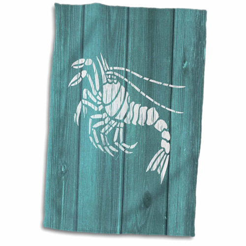 3D Rose Photo of White Painted Shrimp On Blue Background-Not Real Wood Hand Towel, 15" x 22", Multicolor 3D Rose Photo of White Painted Shrimp On Blue Background-Not Real Wood Hand Towel, 15" x 22", Multicolor