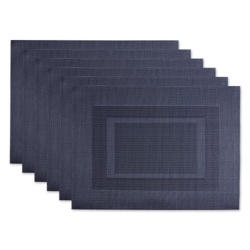 DII PVC Tabletop Collection Woven Indoor/Outdoor, Placemat Set, 13x17.25, Stonewash Blue, 6 Piece