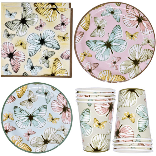 Butterfly Party Supplies Tableware Set 24 9" Paper Plates 24 7" Plate 24 9 Oz Cups 50 Lunch Napkin for Spring Butterflies Bridal & Baby Shower Wedding Summer Birthday Decorations Disposable Dinnerware Butterfly Party Supplies Tableware Set 24 9" Paper Plates 24 7" Plate 24 9 Oz Cups 50 Lunch Napkin for Spring Butterflies Bridal & Baby Shower Wedding Summer Birthday Decorations Disposable Dinnerware