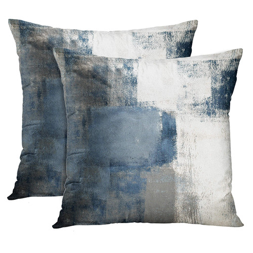 Emvency Set of 2 Throw Pillow Covers Modern Abstract Painting Blue White and Gray Decorative Pillow Cases Home Decor Standard Square 22x22 Inches Pillowcases