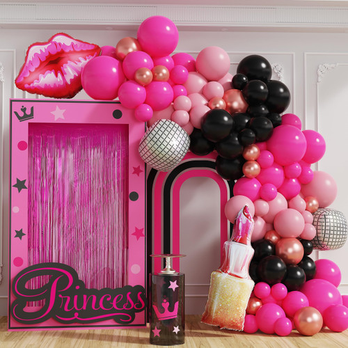 Pink Balloon Garland Arch Kit Hot Pink Magenta Black Rose Gold Chrome Balloon with Heart Lip Silver Disco Ball Balloon for Girls Birthday Princess Party Bridal Shower Baby Shower Decorations Pink Balloon Garland Arch Kit Hot Pink Magenta Black Rose Gold Chrome Balloon with Heart Lip Silver Disco Ball Balloon for Girls Birthday Princess Party Bridal Shower Baby Shower Decorations