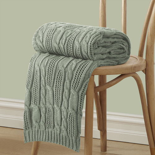 Aormenzy Cable Knit Throw Blankets 60 x 80 Inches, Soft Cozy and Lightweight Knitted Blanket, Machine Washable Acrylic Blanket, Decorative Throw Blanket for Couch Sofa Bed, Sage Green