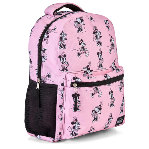 Minnie Mouse Allover Bookbag Backpack - Minnie Mouse Allover School Bag - Backpack for Boys, Girls, Kids, Adults (Light Pink)